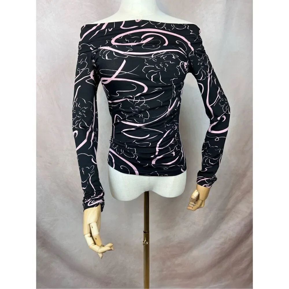 Vintage 90s Y2K Abstract Slinky Top Grunge Emo